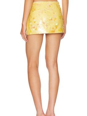 Danielle Guizio Yellow Sequin Mini Skirt
